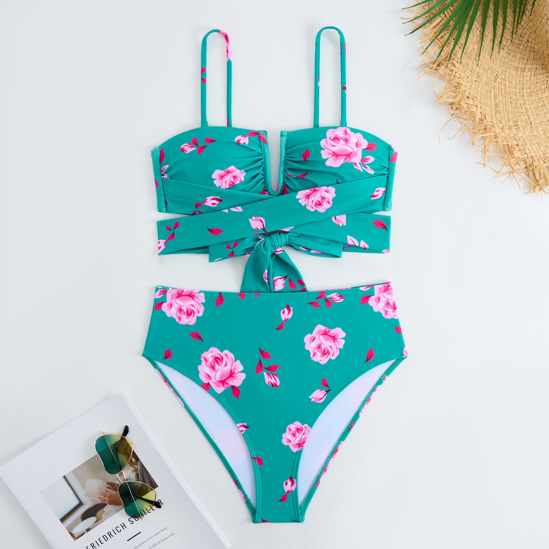 Split Three Piece Sexy Bikini Swimsuit for Women Chiffon Dress Swimsuit Outfit